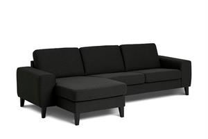 Visby sofa med chaiselong - Porto antracit - Stærk pris